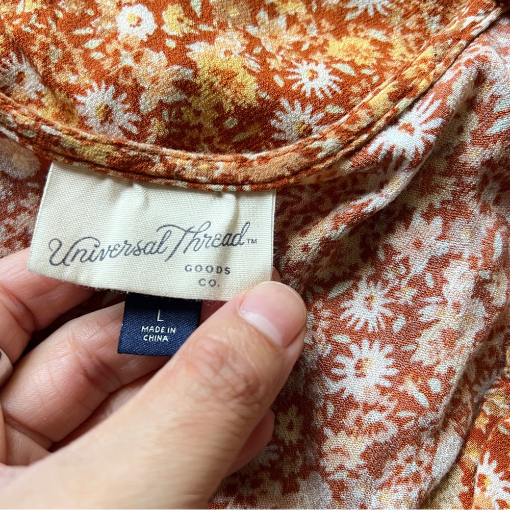 Universal Threads Sleeveless Floral Wrap Dress Orange Multicolor Size Large - Picture 7 of 8